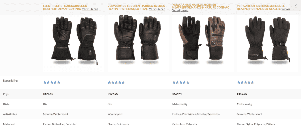gants chauffants en série
